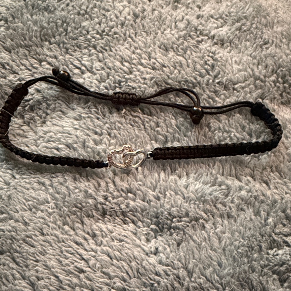 Source Unknown Black and Silver Heart Bracelet